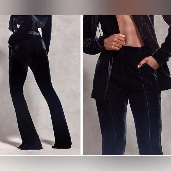 COPY - BLACK VELVET FITTED BLAZER AND PANT (PrettyLittleThing) worn once. M siz… - Picture 2 of 6